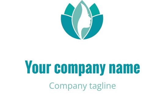 Elegant logo ontwerp met een profielsilhouet in een teal bloemenvorm