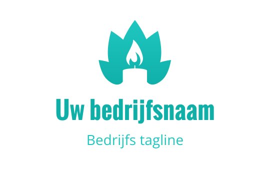 Modern teal logo met een vlam en gestileerde bladeren