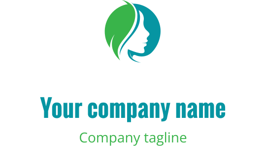 Modern logo ontwerp met een profielsilhouet en groene en blauwe elementen
