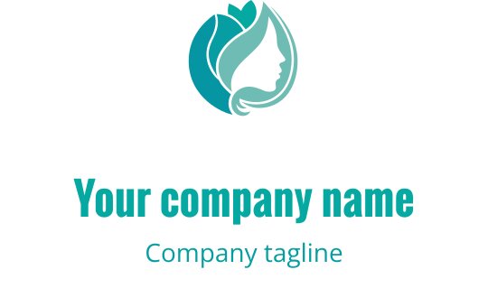 Elegant logo ontwerp met een profielsilhouet, vloeiende haren en bladeren
