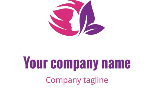 Elegant logo ontwerp met een profielsilhouet en bloemenelementen in roze en paars
