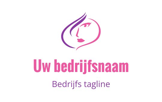 Elegant logo ontwerp met een gestileerd vrouwenhoofd in roze en paars