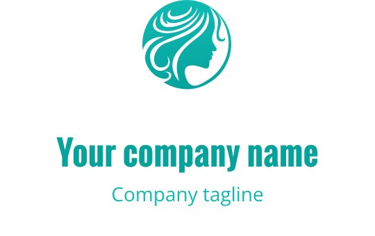 Elegant logo ontwerp met de silhouet van een vrouw met vloeiende haren