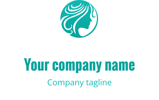 Elegant logo ontwerp met de silhouet van een vrouw met vloeiende haren