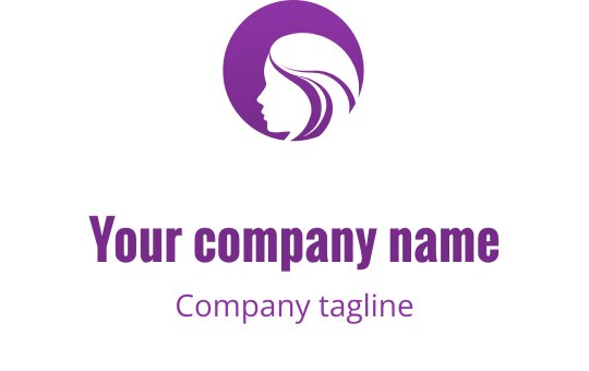 Elegant paarse logo met een gestileerde silhouet van een vrouw