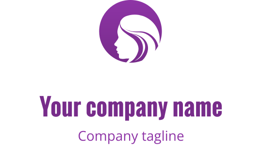 Elegant paarse logo met een gestileerde silhouet van een vrouw