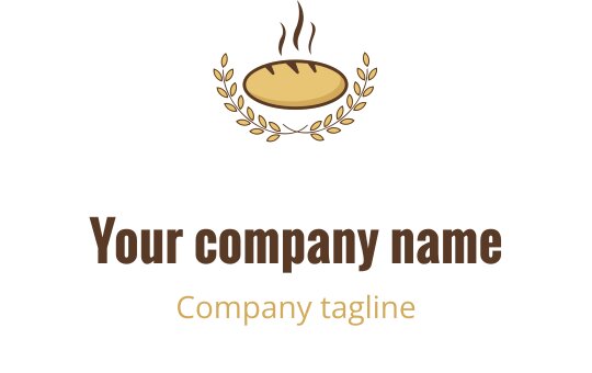 Warm koraal en bruine logo ontwerp met een gestileerd brood