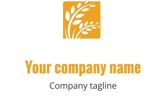Elegant logo ontwerp met een gestileerd blad in oranje en zwart