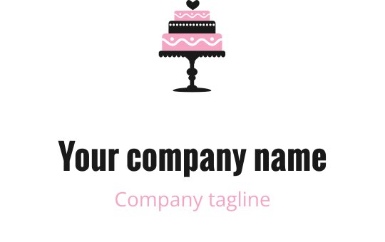Elegant zwart en roze logo ontwerp met een gestileerde taartvorm