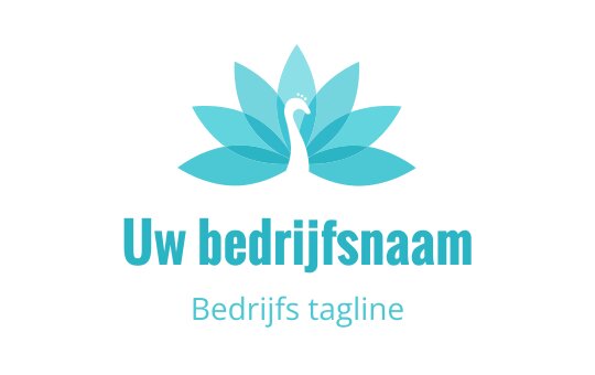 Elegant pauw logo ontwerp met turquoise bloemblaadjes en een gracieuze silhouet