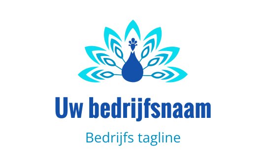 Elegant pauw logo ontwerp met blauwe en turquoise veerelementen