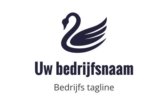 Elegant zwaan logo ontwerp met vloeiende vleugels in donkerblauw