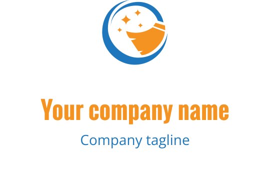 Modern logo ontwerp met een halve maan en sterren in blauw en oranje