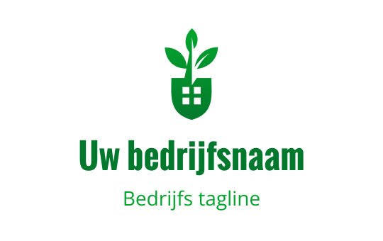 Modern groen logo ontwerp met een plant die uit een pot groeit
