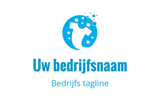 Modern blauw logo ontwerp met een gestileerd shirt en bellen