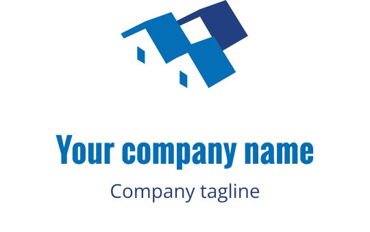 Modern blauw geometrisch logo ontwerp met overlappende vormen