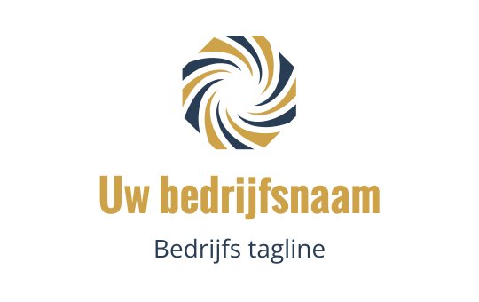 Modern draaiend logo ontwerp in blauwe en gouden tinten
