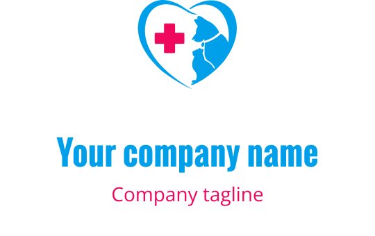 Hartvormig logo ontwerp met een kat en een medische kruis