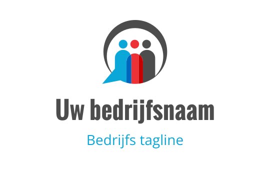 Modern logo ontwerp met drie gestileerde figuren in blauw en rood