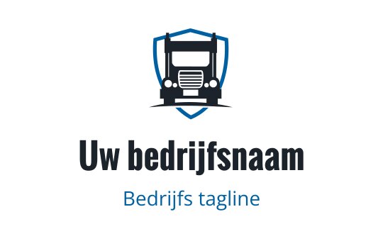 Dapper logo ontwerp van een vrachtwagen met een schild en blauwe accenten