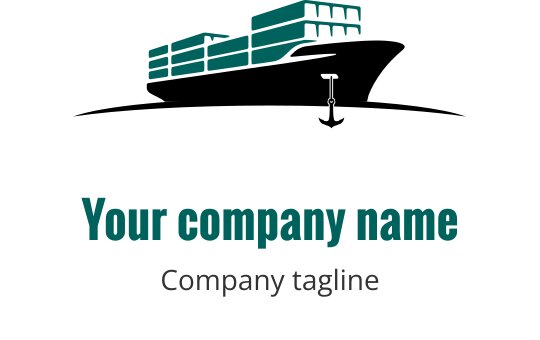 Teal logo ontwerp met een gestileerde schip silhouet