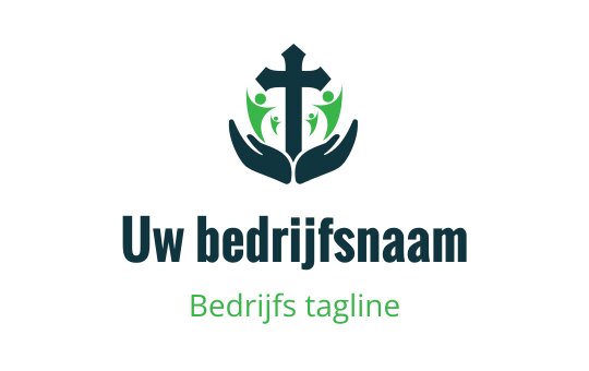 Modern logo ontwerp met een kruis en handen met groene accenten