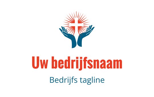 Handen die een logo ontwerp van een rode kruis met stralende lijnen vasthouden