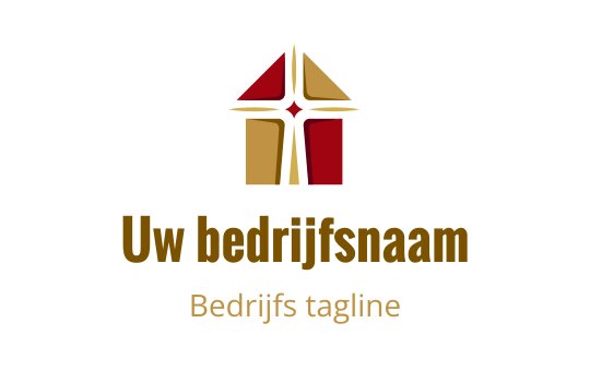 Modern logo ontwerp met een geometrische vorm in rood en goud