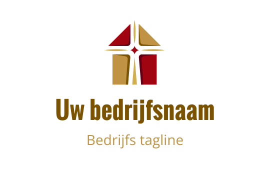 Modern logo ontwerp met een geometrische vorm in rood en goud