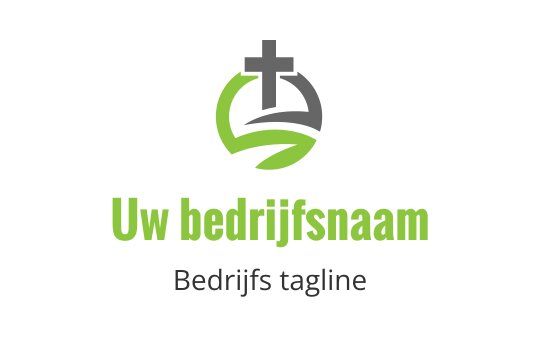 Modern logo ontwerp met een kruis en groene golf elementen