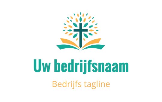 Kleurrijk logo ontwerp met een boom, kruis en open boek