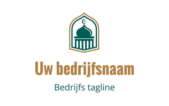 Elegant logo ontwerp met een koepel en boog in groen en goud