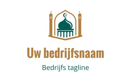 Elegant logo ontwerp van een moskee met groene koepel en gouden accenten
