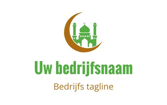 Elegant logo ontwerp van een moskee met een halve maan en groene accenten