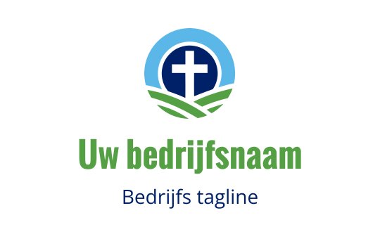 Modern logo ontwerp met een kruis binnen een cirkelvormig landschapmotief