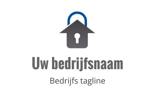 Modern logo ontwerp met een huis en hangslot in grijs en blauw