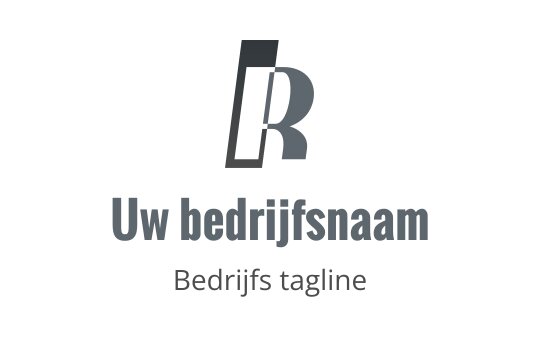 Modern logo ontwerp met een gestileerde letter "R" in grijstinten