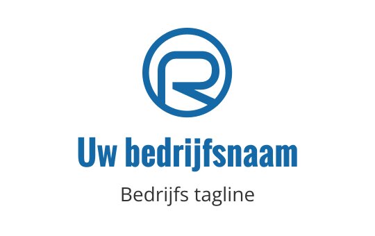 Modern blauw logo ontwerp met een gestileerde letter R in een cirkel