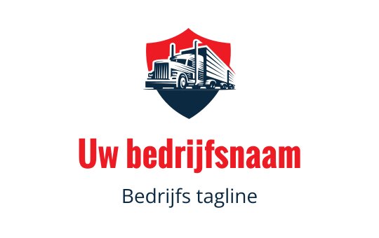 Dapper schild logo ontwerp met een vrachtwagen silhouet in marineblauw en rood