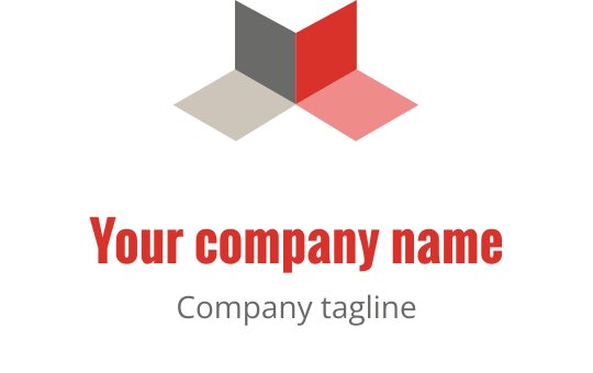 Modern geometrisch logo ontwerp met overlappende rode en grijze vormen