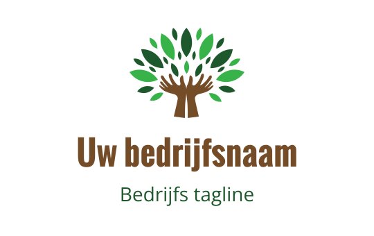 Modern boom logo ontwerp met groene bladeren en een bruine stam