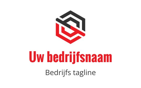 Modern geometrisch logo ontwerp met in elkaar grijpende vormen in rood en zwart