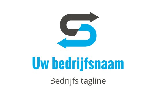 Modern logo ontwerp met een gestileerde letter S en pijlen in blauw en grijs