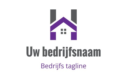Modern huis logo ontwerp met paarse accenten en vetgedrukte typografie