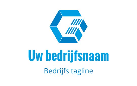 Modern hexagonaal logo ontwerp in blauw met geometrische vormen