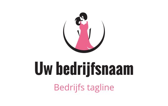 Elegant logo ontwerp met een silhouet van een roze jurk en stijlvolle typografie