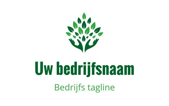 Modern groen boom logo ontwerp met handen die de stam vormen