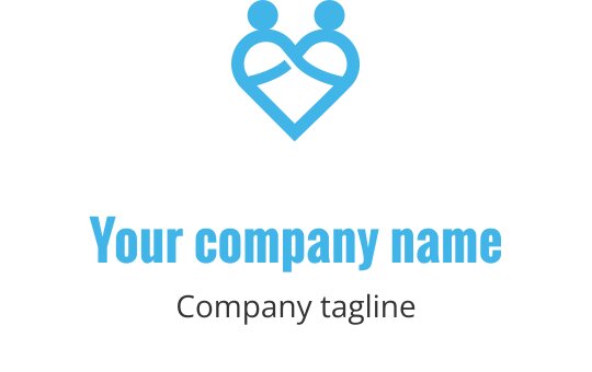 Modern logo ontwerp met twee abstracte figuren binnen een hartvorm