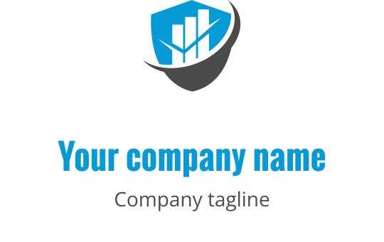 Professioneel blauw en grijs logo ontwerp met abstracte financiële elementen