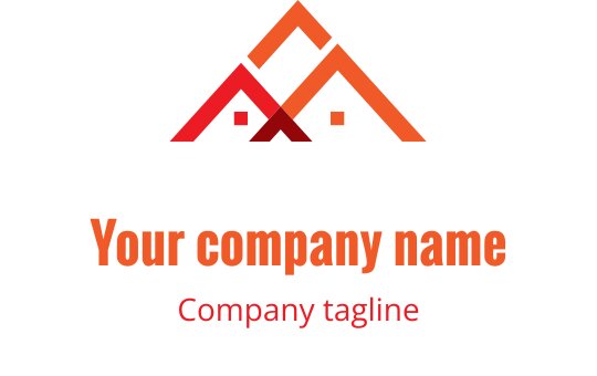 Modern logo ontwerp met overlappende rode en oranje daken